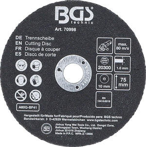 Jeu de disques à couper | pour acier inoxydable | Ø 75 x 1,0 x 10 mm