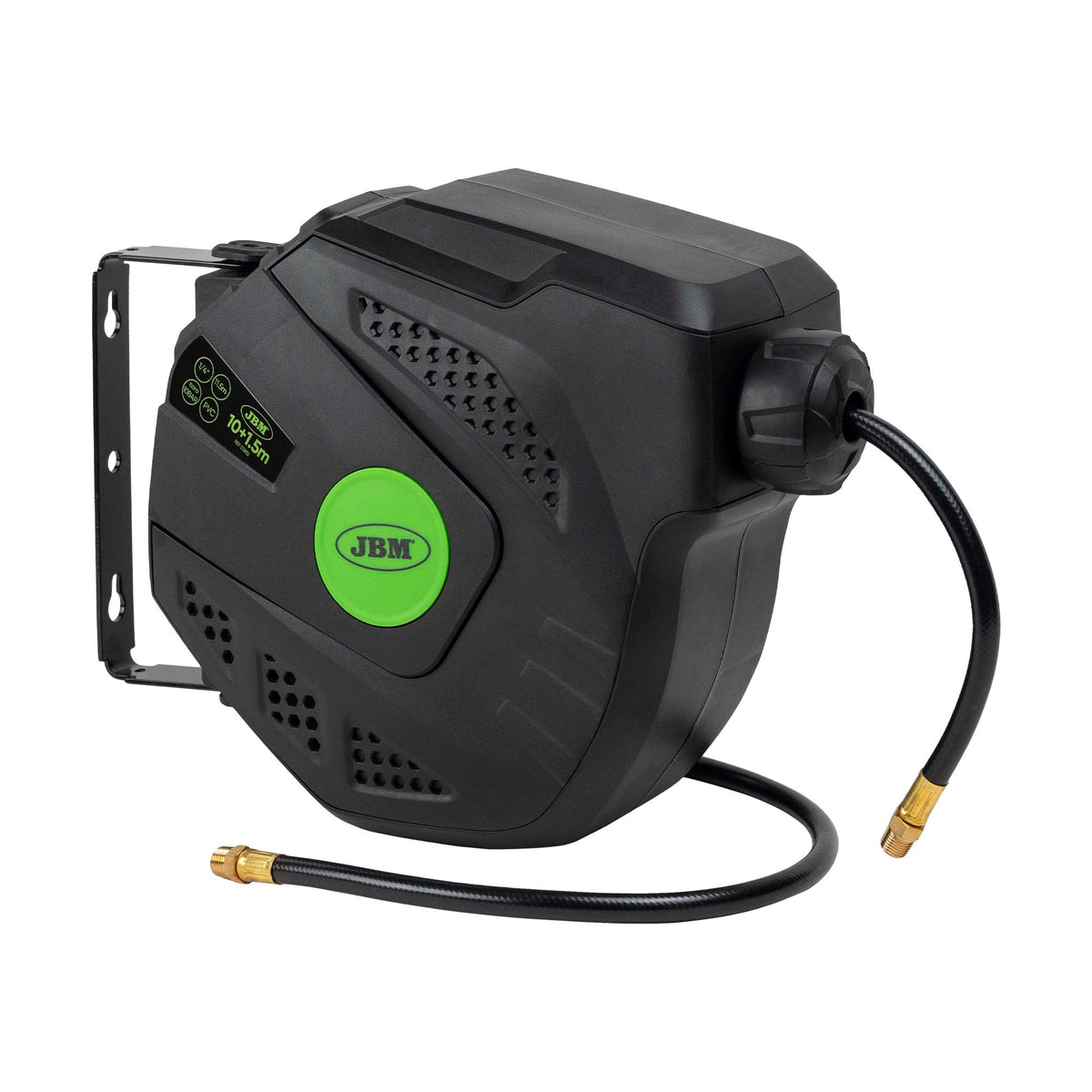 Enrouleur de tuyau d'air 10+1,5 m vert JBM 53882